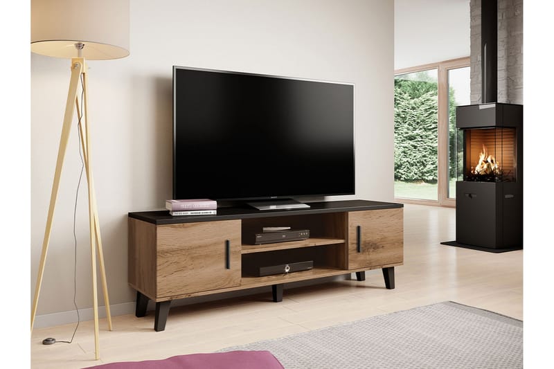 COPLIN Tv-möbelset 160 cm Natur/Svart - Möbler - Vardagsrum - Tv-möbler & mediamöbler - Tv-möbelset