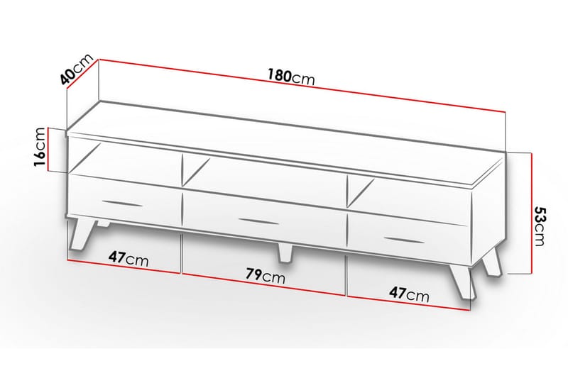 COPLIN Tv-möbelset 180 cm Natur/Svart - Tv-möbelset