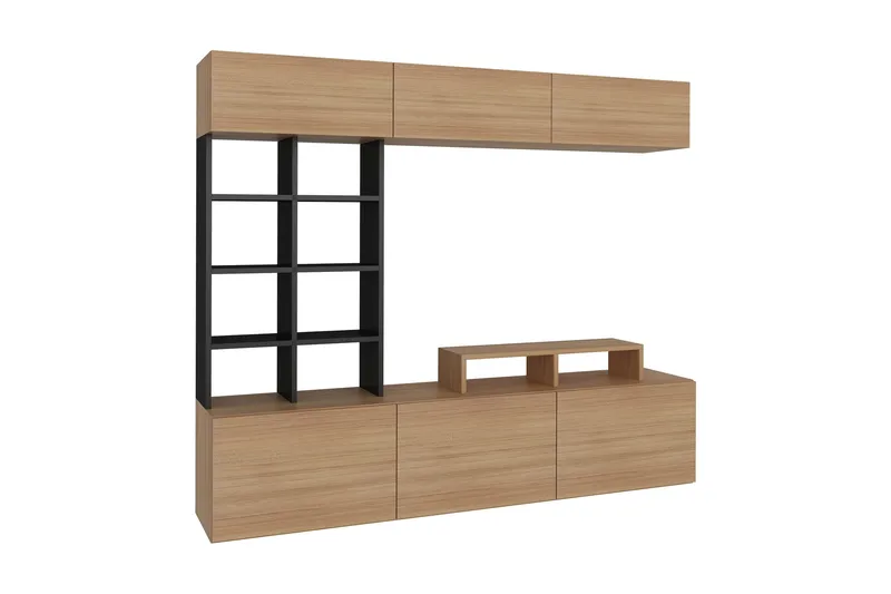 Decorotika Mediaförvaring - Teak/Svart - Möbler - Vardagsrum - Tv-möbler & mediamöbler - Tv-möbelset