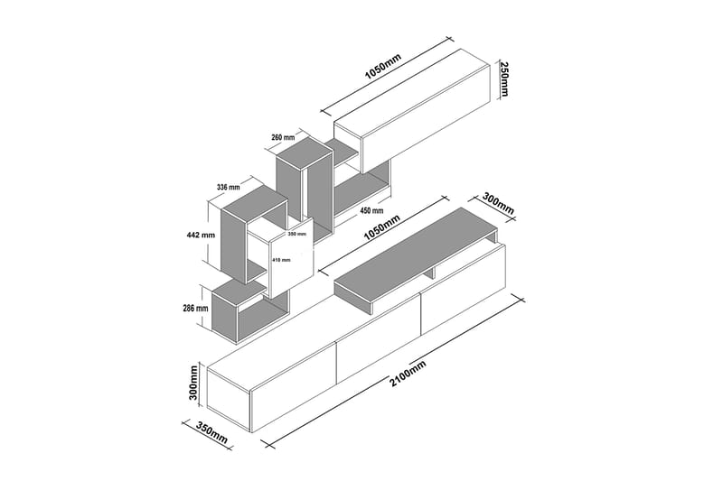 Decorotika Mediaförvaring - Vit - Möbler - Vardagsrum - Tv-möbler & mediamöbler - Tv-möbelset