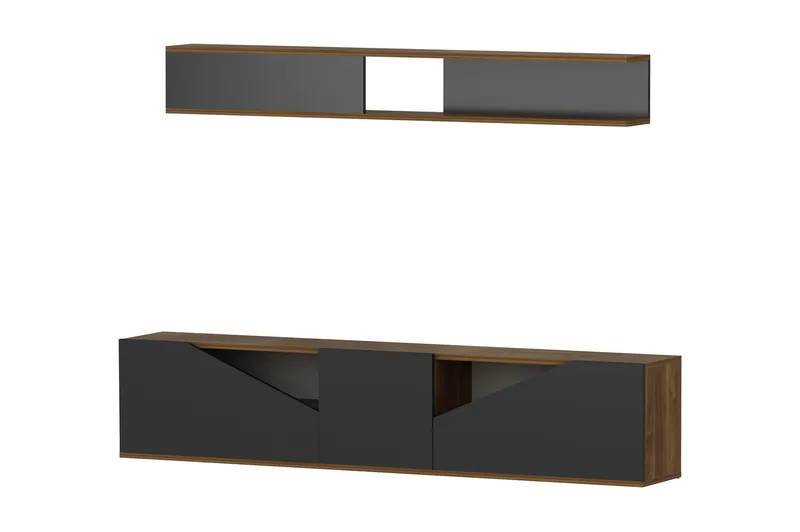 Decorotika Tv-bänk med Hylla - Valnöt/Svart - Möbler - Vardagsrum - Tv-möbler & mediamöbler - Tv-möbelset