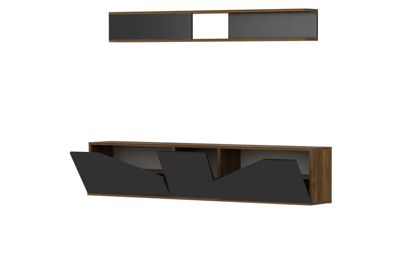 Decorotika Tv-bänk med Hylla - Valnöt/Svart - Möbler - Vardagsrum - Tv-möbler & mediamöbler - Tv-möbelset