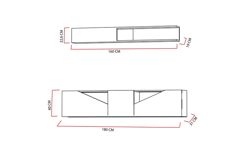 Decorotika Tv-bänk med Hylla - Valnöt/Svart - Möbler - Vardagsrum - Tv-möbler & mediamöbler - Tv-möbelset