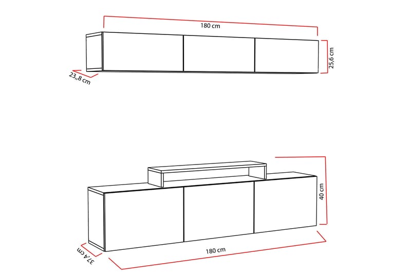 Decorotika Tv-bänk - Vit - Möbler - Vardagsrum - Tv-möbler & mediamöbler - Tv-möbelset