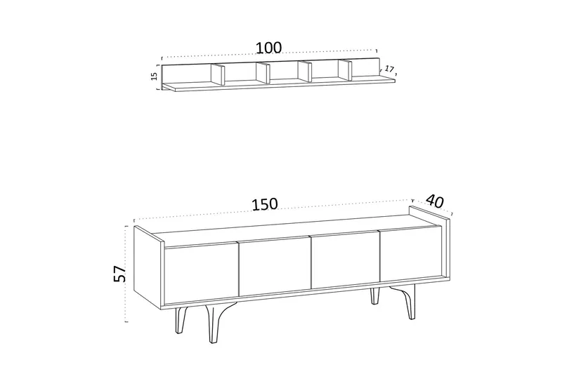 Desgrar Tv-möbelset 150x57 cm - Blå - Möbler - Vardagsrum - Tv-möbler & mediamöbler - Tv-möbelset