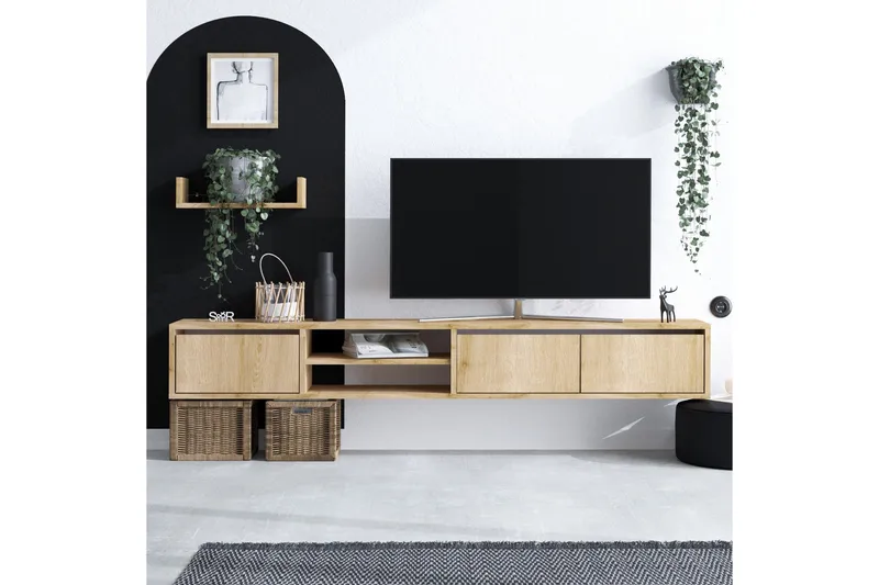 Desgrar Tv-möbelset 180x25 cm, Natur