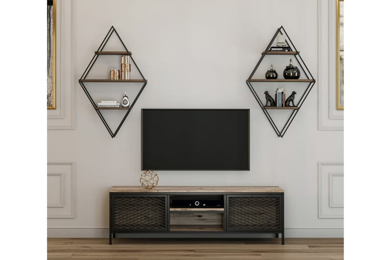 DILIBERO TV-Möbelset 150 cm Trä/Natur/Svart - Tv-möbelset