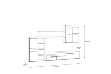 Dolnis Tv-möbelset 41x300 cm - Brun/Grå - Möbler - Vardagsrum - Tv-möbler & mediamöbler - Tv-möbelset