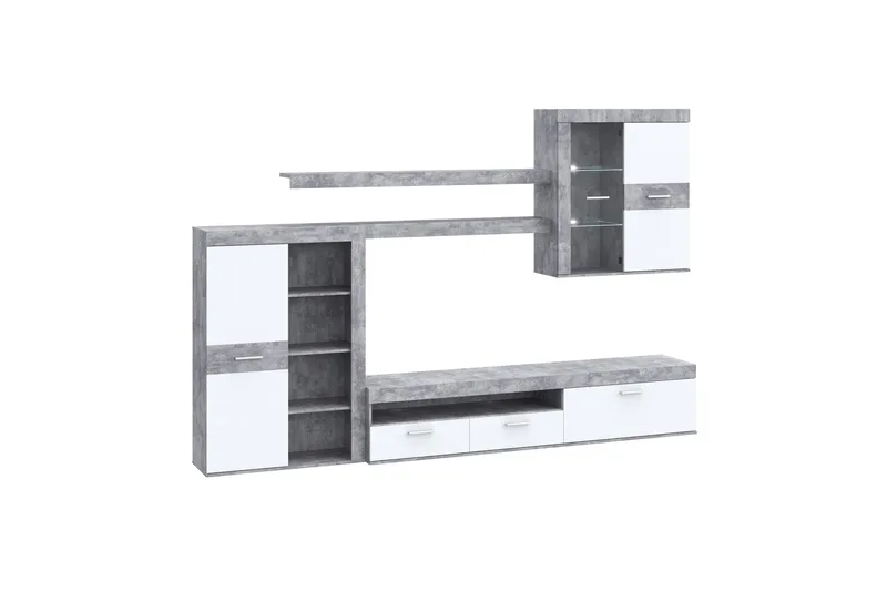 Dolnis Tv-möbelset 41x300 cm - Vit/Grå - Möbler - Vardagsrum - Tv-möbler & mediamöbler - Tv-möbelset