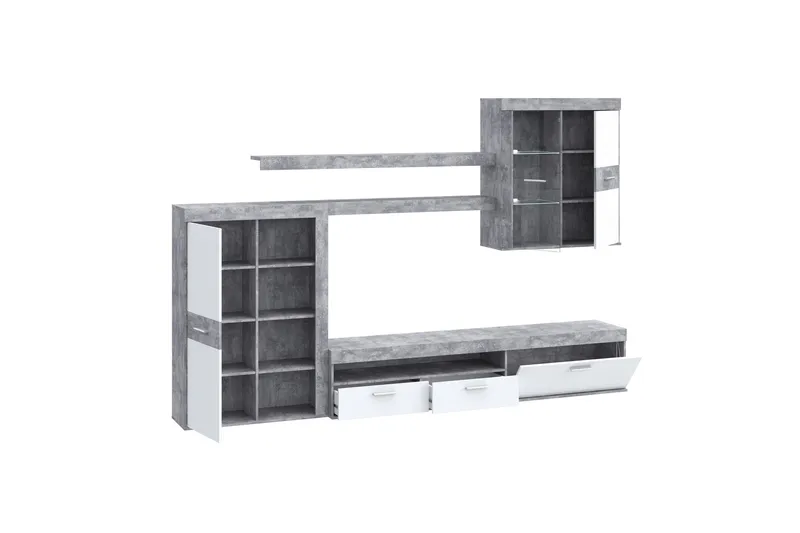 Dolnis Tv-möbelset 41x300 cm - Vit/Grå - Möbler - Vardagsrum - Tv-möbler & mediamöbler - Tv-möbelset