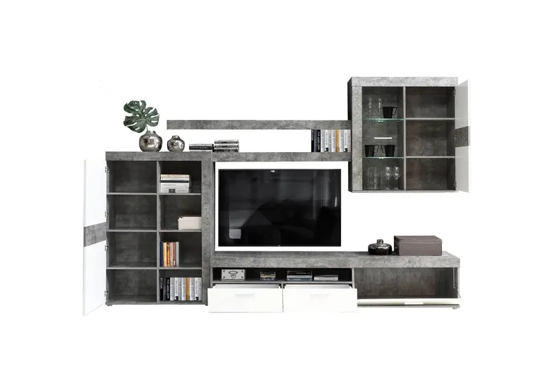 Dolnis Tv-möbelset 41x300 cm - Vit/Grå - Möbler - Vardagsrum - Tv-möbler & mediamöbler - Tv-möbelset