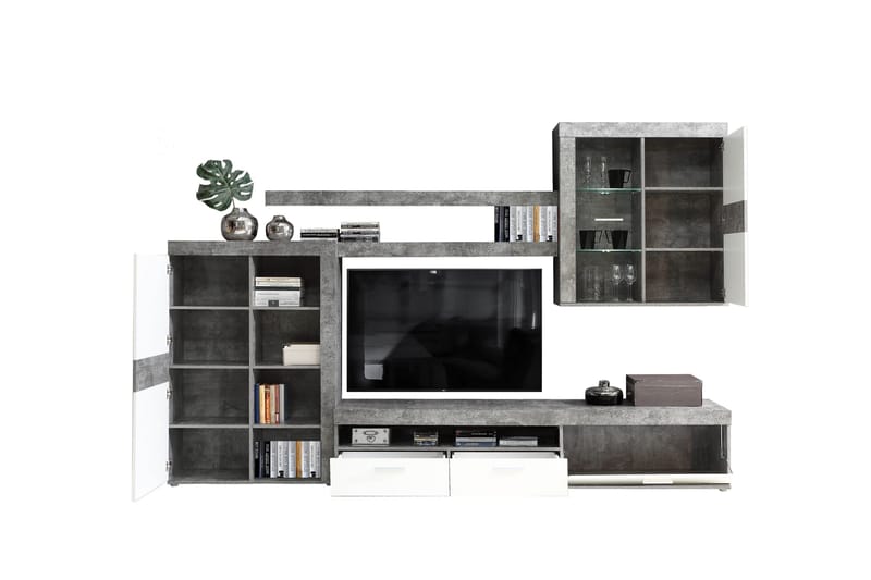 Dolnis Tv-möbelset 41x300 cm - Vit/Grå - Möbler - Vardagsrum - Tv-möbler & mediamöbler - Tv-möbelset