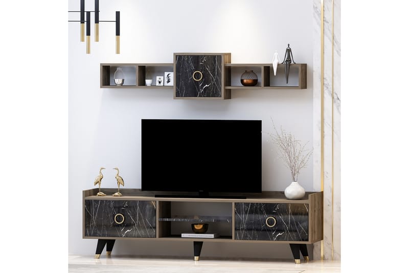 DUMICI Tv-möbelset 180 cm Natur/Svart - Möbler - Vardagsrum - Tv-möbler & mediamöbler - Tv-möbelset