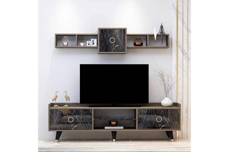DUMICI Tv-möbelset 180 cm Natur/Svart - Möbler - Vardagsrum - Tv-möbler & mediamöbler - Tv-möbelset