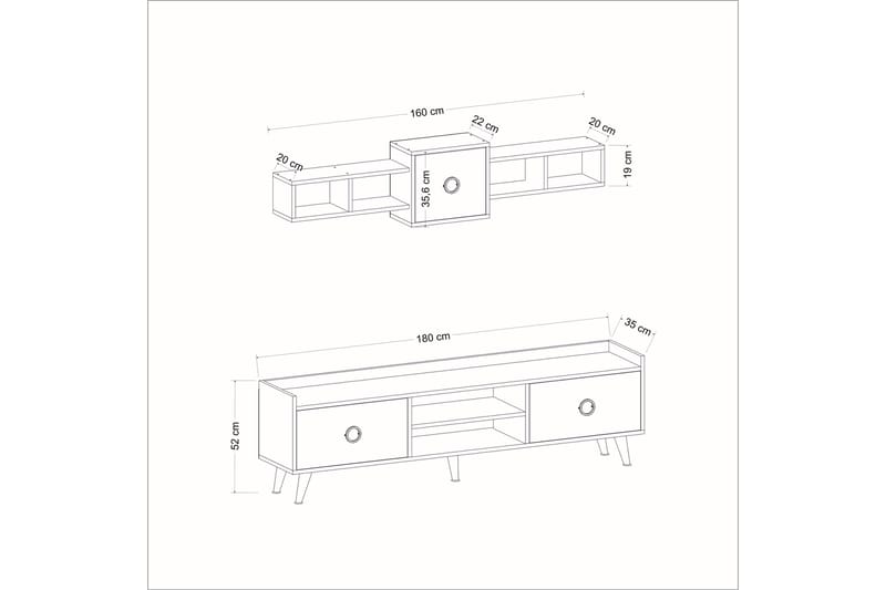 DUMICI Tv-möbelset 180 cm Natur/Svart - Möbler - Vardagsrum - Tv-möbler & mediamöbler - Tv-möbelset