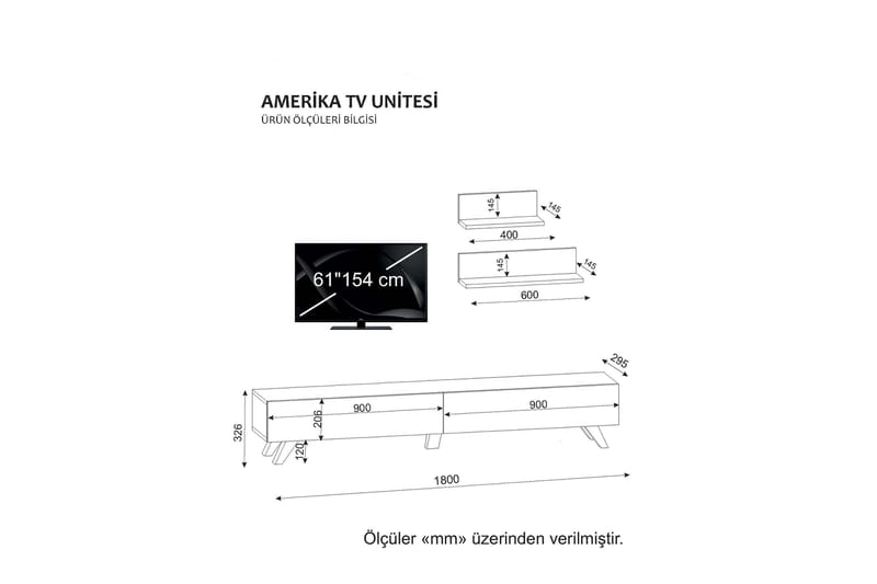 ELLEVIE Tv-bänk Vit/Valnöt - Vit/Valnöt - Tv-möbelset ELLEVIE Tv-bänk Vit/Valnöt - Vit/Valnöt - Tv-möbelset