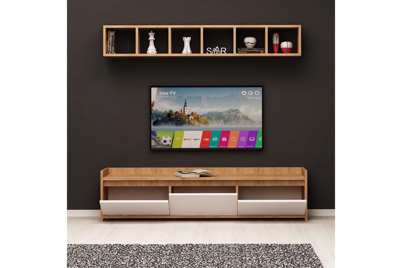 ELLINA Hallförvaring Trä/Vit - Trä/Vit - Möbler - Vardagsrum - Tv-möbler & mediamöbler - Tv-möbelset