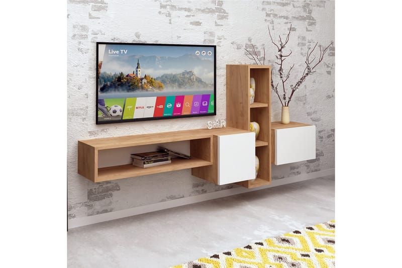 ELLINA Mediaförvaring Trä/Vit - Trä/Vit - Möbler - Vardagsrum - Tv-möbler & mediamöbler - Tv-möbelset
