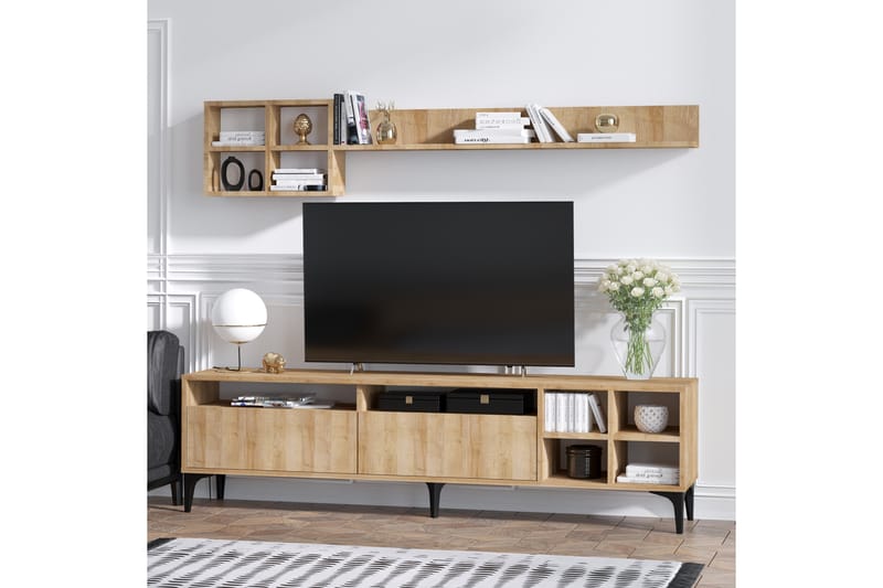 ENGOMI Tv-möbelset 180 cm Natur/Svart - Tv-möbelset
