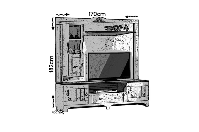 Gaszpar Mediaförvaring - Vit/Valnöt - Möbler - Vardagsrum - Tv-möbler & mediamöbler - Tv-möbelset