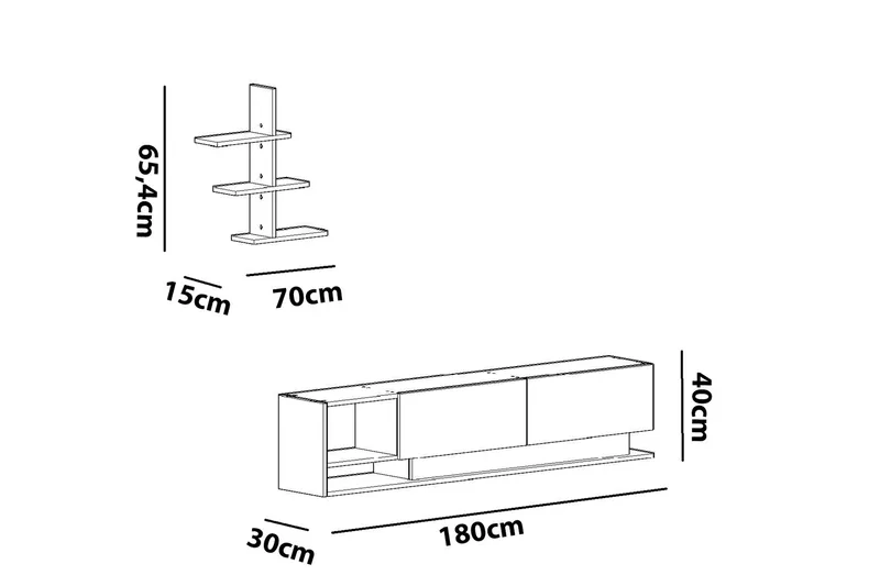Hejde TV-Möbelset 180 cm - Vit - Möbler - Vardagsrum - Tv-möbler & mediamöbler - Tv-möbelset