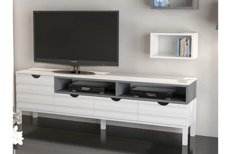 Hejde TV-Möbelset 180 cm - Vit/Grå - Möbler - Vardagsrum - Tv-möbler & mediamöbler - Tv-möbelset