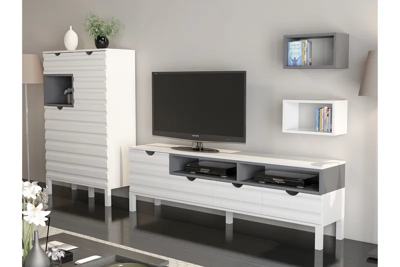 Hejde TV-Möbelset 180 cm - Vit/Grå - Möbler - Vardagsrum - Tv-möbler & mediamöbler - Tv-möbelset