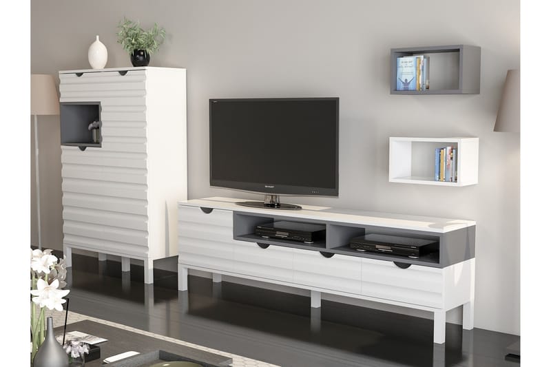 Hejde TV-Möbelset 180 cm - Vit/Grå - Möbler - Vardagsrum - Tv-möbler & mediamöbler - Tv-möbelset
