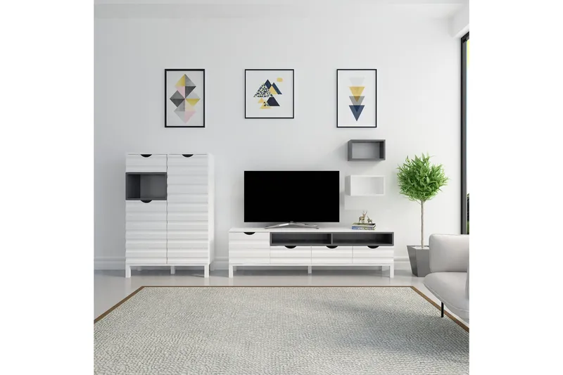 Hejde TV-Möbelset 180 cm - Vit/Grå - Möbler - Vardagsrum - Tv-möbler & mediamöbler - Tv-möbelset