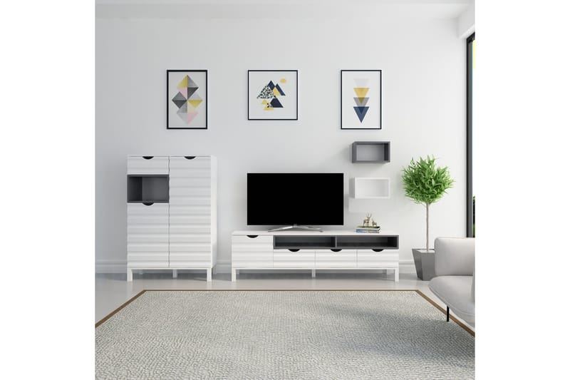 Hejde TV-Möbelset 180 cm - Vit/Grå - Möbler - Vardagsrum - Tv-möbler & mediamöbler - Tv-möbelset