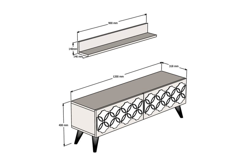 Hovdane TV-Möbelset 120 cm - Vit - Möbler - Vardagsrum - Tv-möbler & mediamöbler - Tv-möbelset