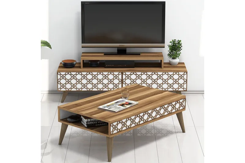 Hovdane TV-Möbelset 140 cm - Brun/Vit - Möbler - Vardagsrum - Tv-möbler & mediamöbler - Tv-möbelset