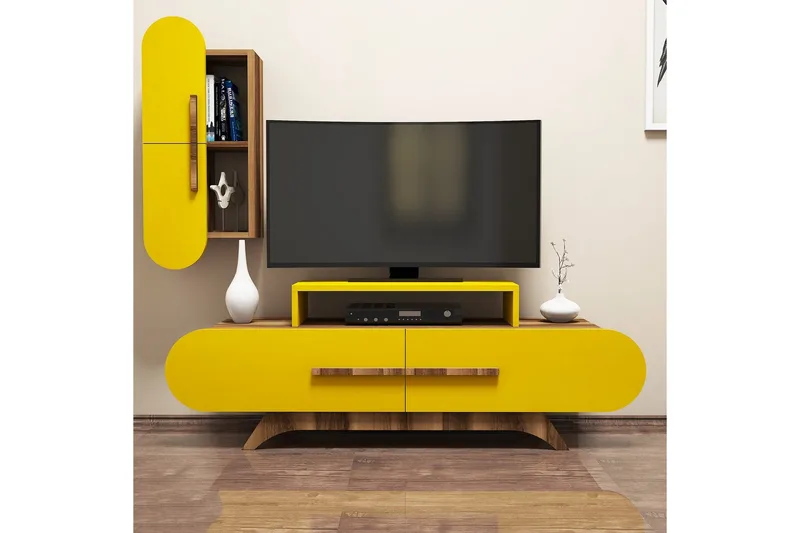Hovdane TV-Möbelset 145 cm, Brun/Gul