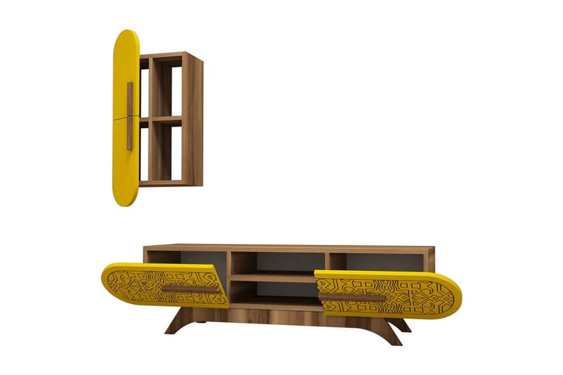 Hovdane TV-Möbelset 145 cm - Brun/Gul - Möbler - Vardagsrum - Tv-möbler & mediamöbler - Tv-möbelset