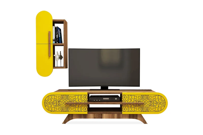 Hovdane TV-Möbelset 145 cm - Brun/Gul - Möbler - Vardagsrum - Tv-möbler & mediamöbler - Tv-möbelset
