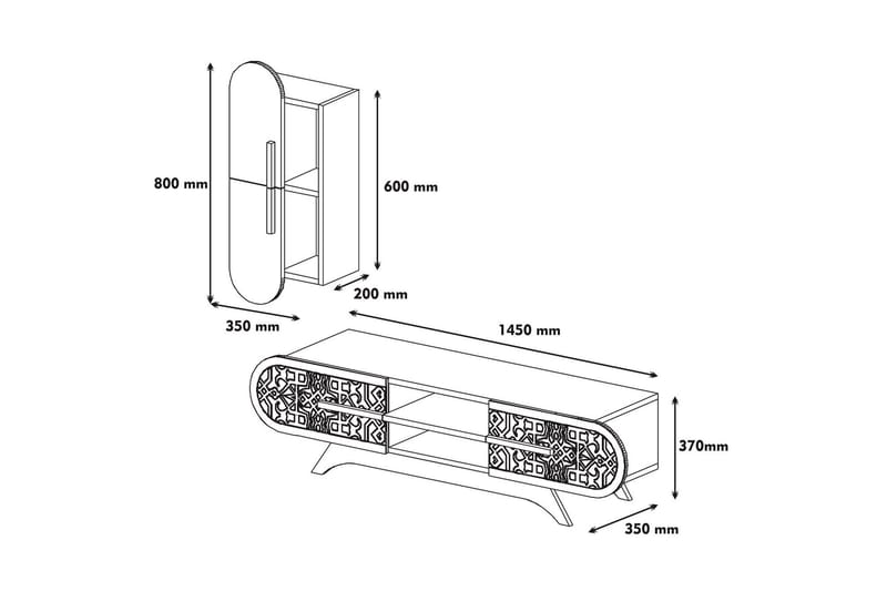Hovdane TV-Möbelset 145 cm - Brun/Vit - Möbler - Vardagsrum - Tv-möbler & mediamöbler - Tv-möbelset