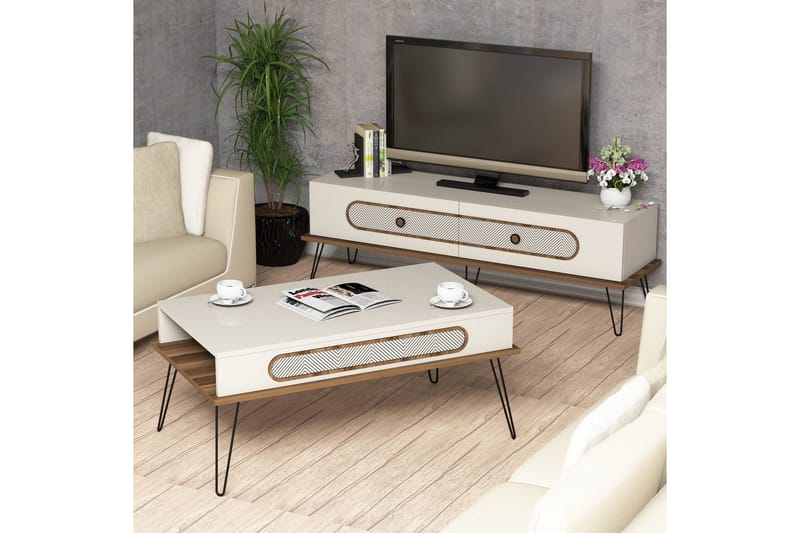 Hovdane TV-Möbelset 145 cm - Brun/Vit - Möbler - Vardagsrum - Tv-möbler & mediamöbler - Tv-möbelset