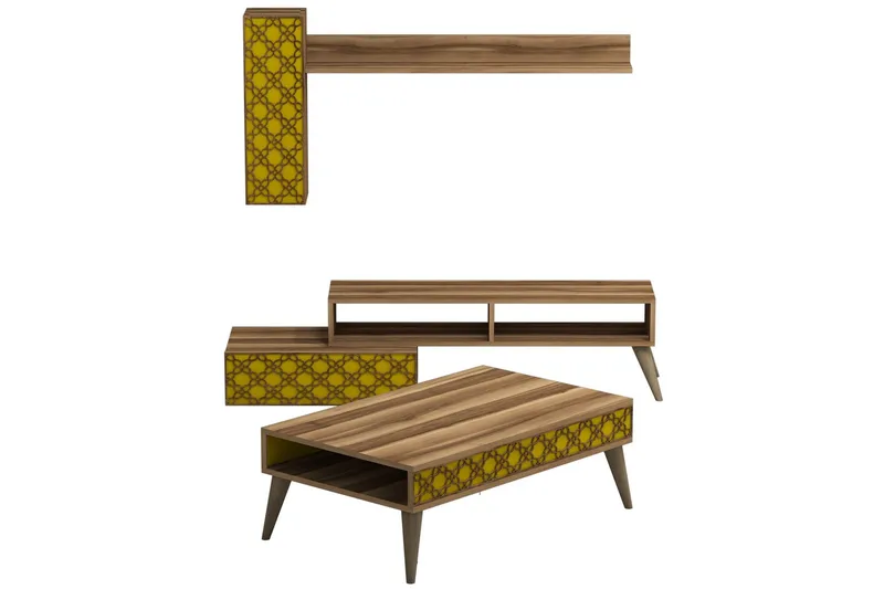 Hovdane TV-Möbelset 150 cm - Brun/Gul - Möbler - Vardagsrum - Tv-möbler & mediamöbler - Tv-möbelset