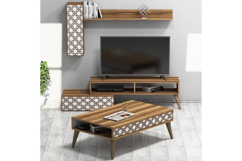 Hovdane TV-Möbelset 150 cm, Brun/Vit