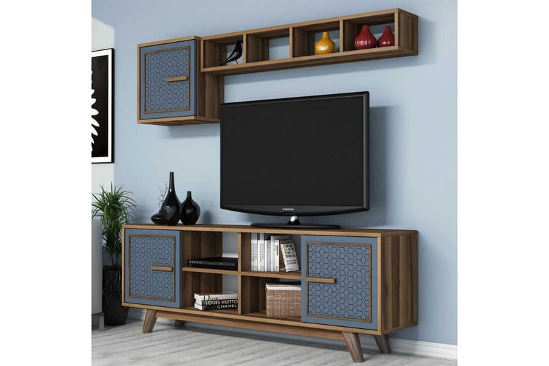 Hovdane TV-Möbelset 160 cm - Blå/Brun - Möbler - Vardagsrum - Tv-möbler & mediamöbler - Tv-möbelset