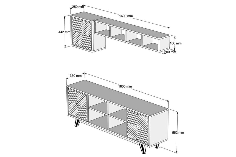 Hovdane TV-Möbelset 160 cm - Brun/Blå - Möbler - Vardagsrum - Tv-möbler & mediamöbler - Tv-möbelset