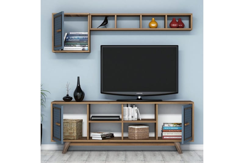 Hovdane TV-Möbelset 160 cm - Brun/Blå - Möbler - Vardagsrum - Tv-möbler & mediamöbler - Tv-möbelset