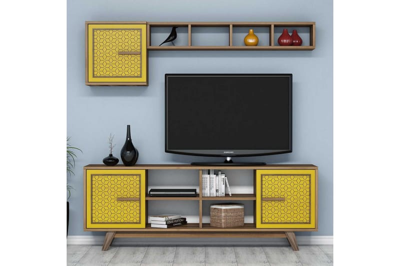 Hovdane TV-Möbelset 160 cm, Brun/Gul