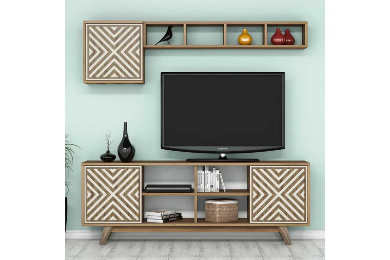 Hovdane TV-Möbelset 160 cm, Brun/Mönstrad