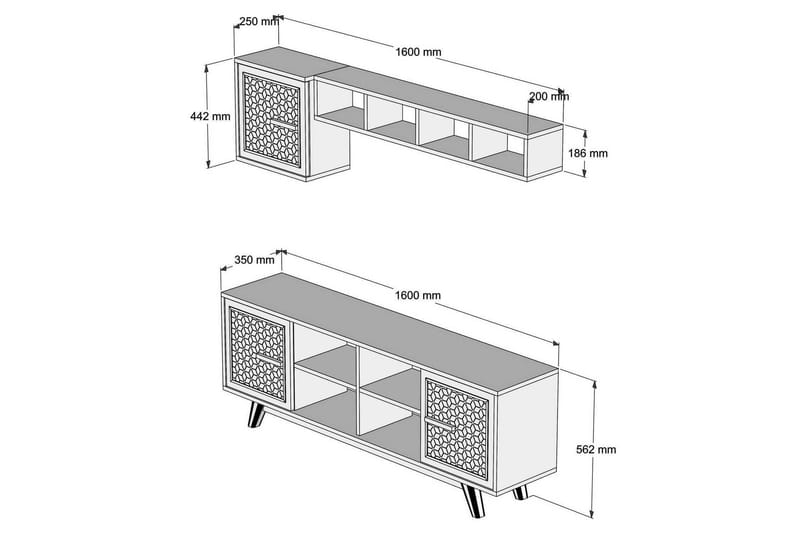 Hovdane TV-Möbelset 160 cm - Brun/Vit/Ek - Möbler - Vardagsrum - Tv-möbler & mediamöbler - Tv-möbelset