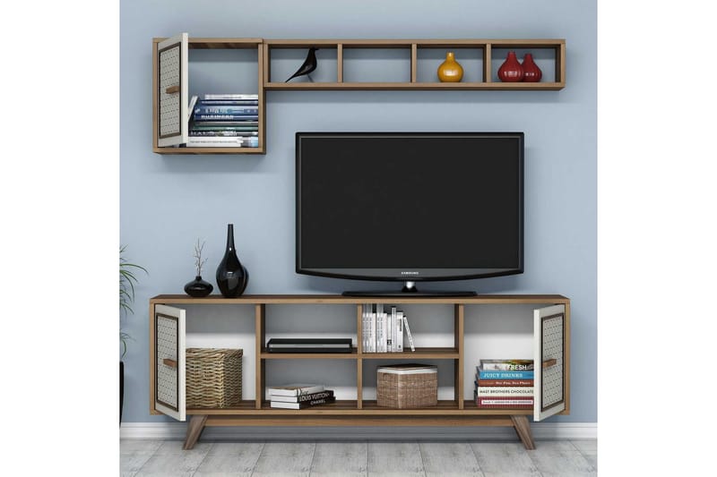 Hovdane TV-Möbelset 160 cm - Brun/Vit/Ek - Möbler - Vardagsrum - Tv-möbler & mediamöbler - Tv-möbelset