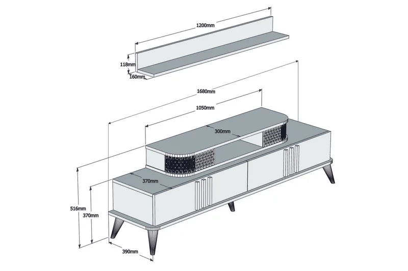 Hovdane TV-Möbelset 168 cm - Beige - Möbler - Vardagsrum - Tv-möbler & mediamöbler - Tv-möbelset