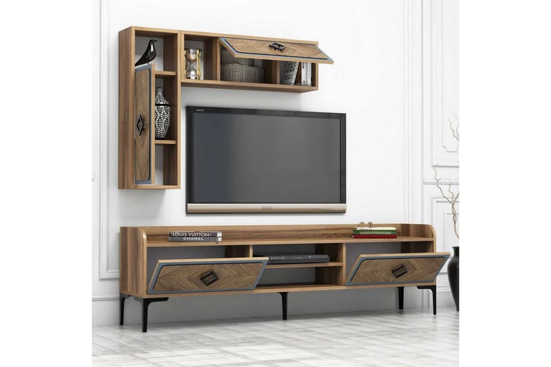 Hovdane TV-Möbelset 180 cm - Brun/Blå - Möbler - Vardagsrum - Tv-möbler & mediamöbler - Tv-möbelset