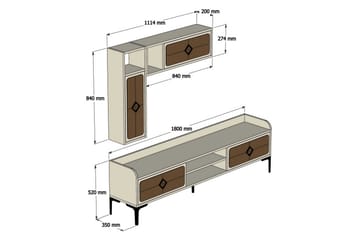 Hovdane TV-Möbelset 180 cm - Brun/Blå - Möbler - Vardagsrum - Tv-möbler & mediamöbler - Tv-möbelset