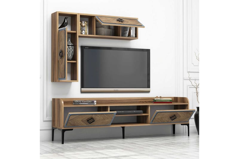 Hovdane TV-Möbelset 180 cm - Brun/Blå - Möbler - Vardagsrum - Tv-möbler & mediamöbler - Tv-möbelset